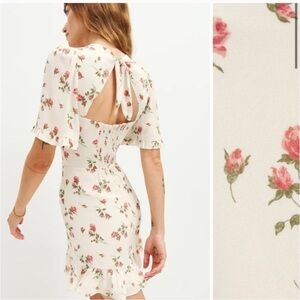Reformation Floral Print White Dress